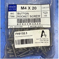 M4x20 Button Head Screw each