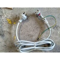 3 Metre Timotion Mains Cable - External Earth Wire, Straight, White (Right Angle Plug At Control Box)