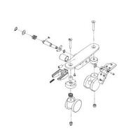 Aidacare FL250 Bed - COMPLETE CASTOR MOUNT With Brake & Hardware  Footend  Left