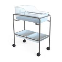 Kcare, 835 x 435 x 995mm, Mobile Acrylic Baby Bassinet Stainless Steel BABY TROLLEY Complete