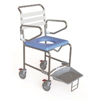 K-Care KA112S Shower Commode - Attendant  Propelled - 46cm - Slide Out Footplate