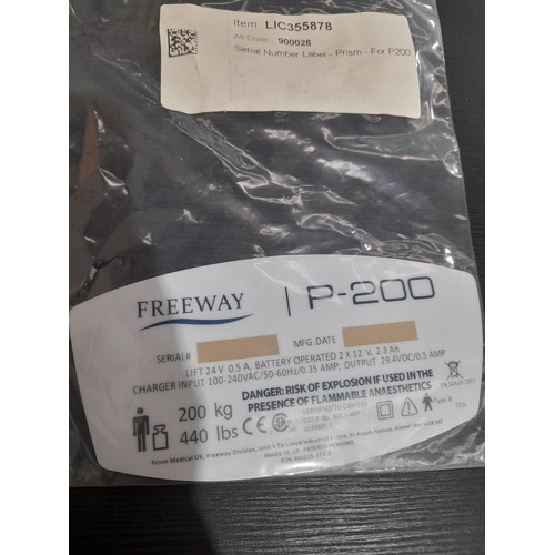 Freeway P200 Portable Ceiling Hoist - Back Cover Decal / Serial Number Label