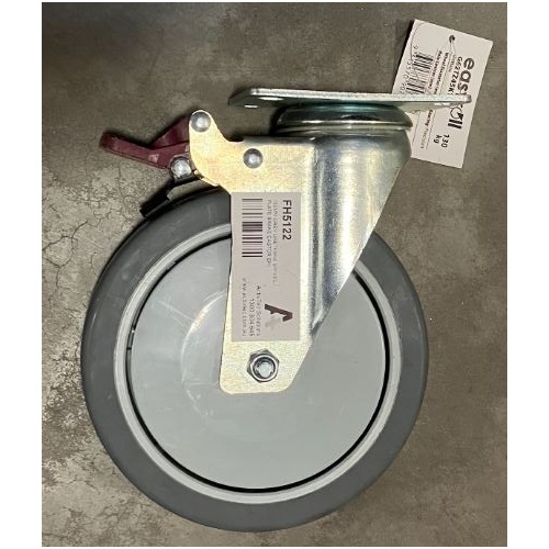 150MM GREY URETHANE SWIVEL PLATE BRAKE CASTOR EHI