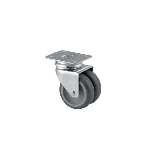 Tente 75mm Swivel Twin CASTOR W/ Square Plate