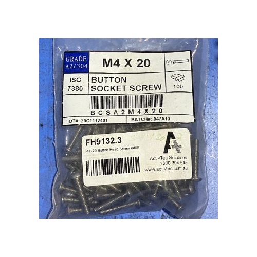 M4x20 Button Head Screw each