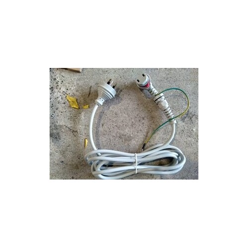 3 Metre Timotion Mains Cable - External Earth Wire, Straight, White (Right Angle Plug At Control Box)