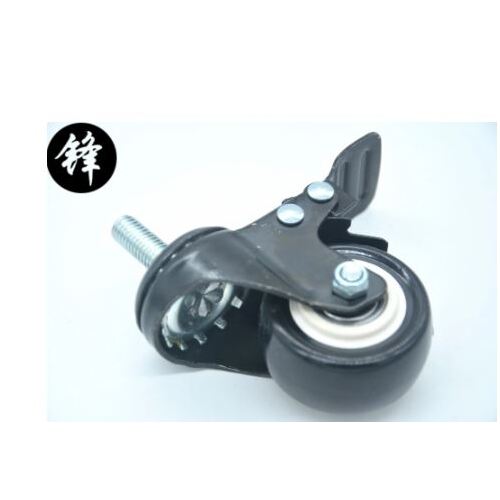 70mm Black flat car frame synchronous Brake Castor, M10 Thread