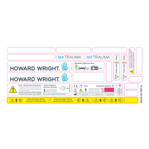 LABEL SET M9 TRAUMA HOWARD WRIGHT