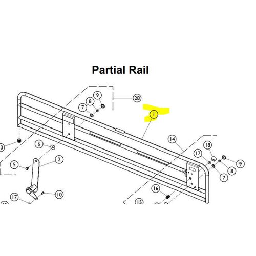 Invacare CS Series Bed - Full Length SIDERAIL  - 210cm X 45cm X 20cm - Pair