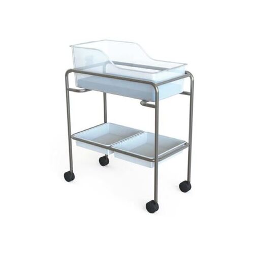 Kcare, 835 x 435 x 995mm, Mobile Acrylic Baby Bassinet Stainless Steel BABY TROLLEY Complete