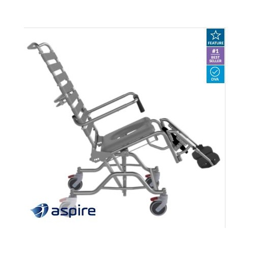 ASPIRE Tilt & Recline Commode - Attendant Propelled - 460mm Wide