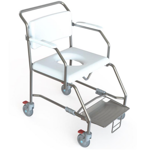 Kcare bariatric 650mm Transit Mobile SHOWER COMMODE W/ Slideout Footplace (Seat is not included)