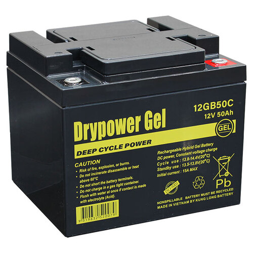 Drypower Deep Cycle Battery - Sealed Lead Acid Hybrid GEL - 12V 50Ah