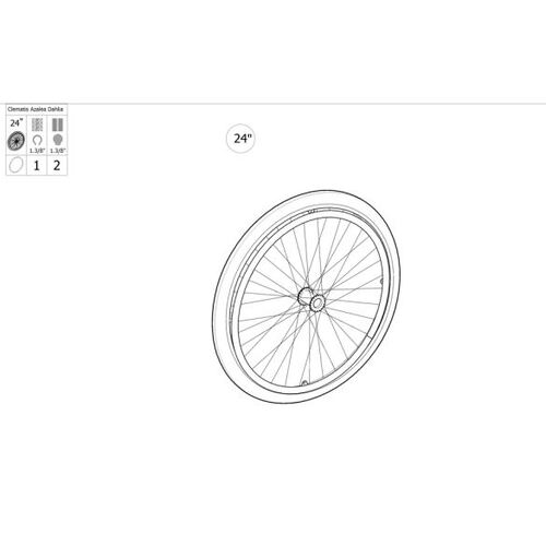 Invacare, Azalea Max, 24 x 1/3 / 8 Inch, Spoked Standard Hub Anod Handrim, Solid TYRE/WHEEL