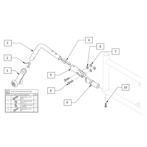 Quickie Anti Tip BRACKET ASSEMBLY