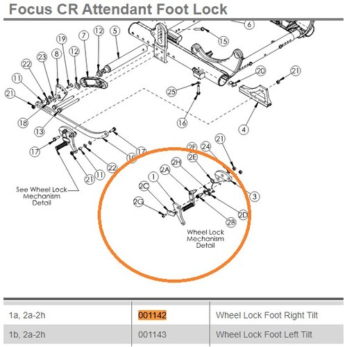 Ki Mobility, To Suit Focus CR Chair, LHS Wheel FOOT LOCK Tilt