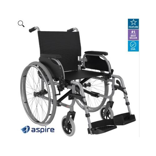 Aspire Assist 2, 450mm, 140kg, Folding WHEELCHAIR - Silver