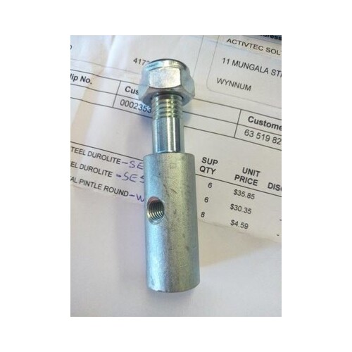 19mm Solid Pintle 45mm Long - Zinc Plated - Round